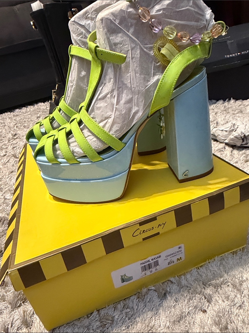Circus by Sam Edelman Neon Green and Light Blue Platform Sandals